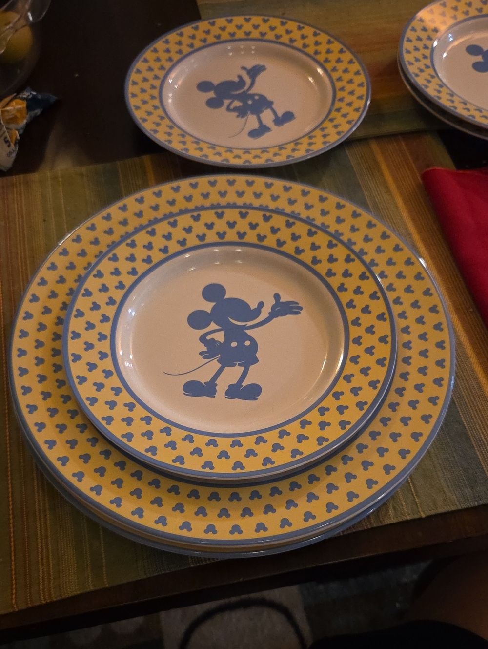 Disney Yellow and Blue Mickey Mouse Ceramic Dinner Plate